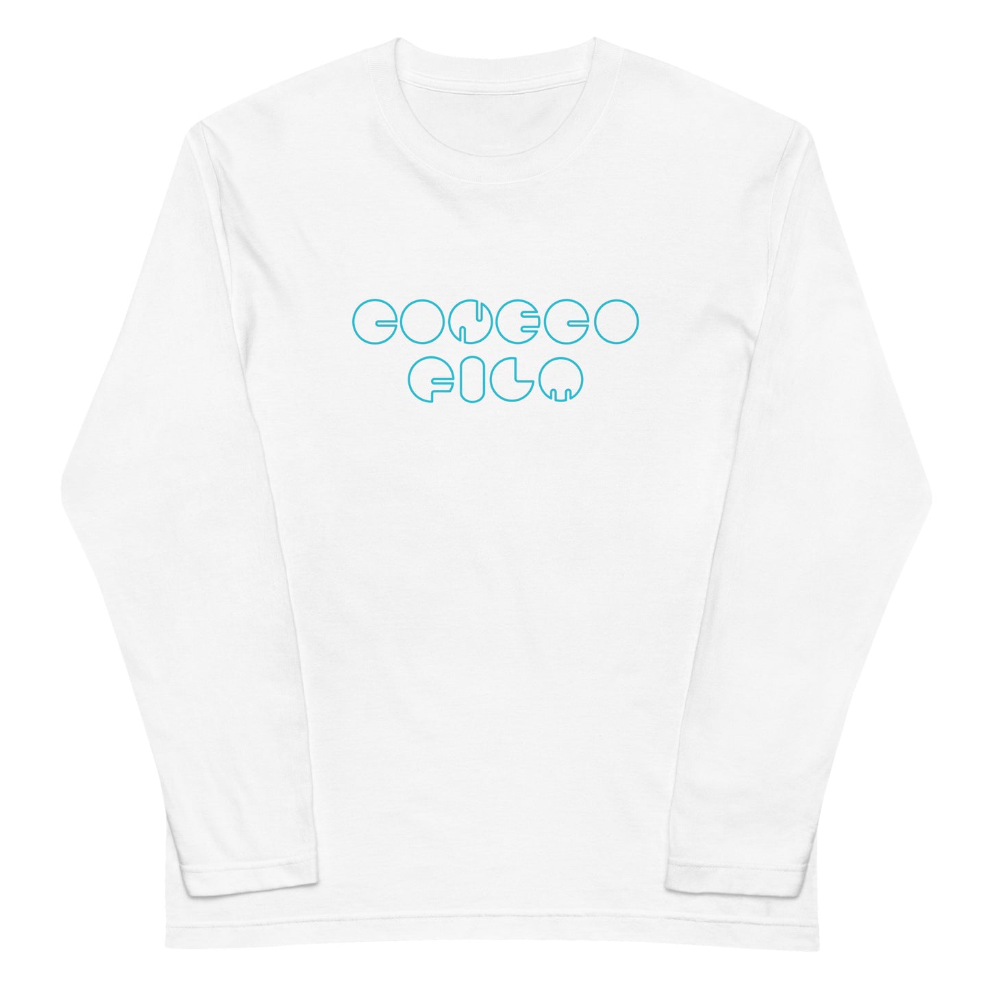 丸ロゴロングTシャツ (白生地×水色ロゴ)