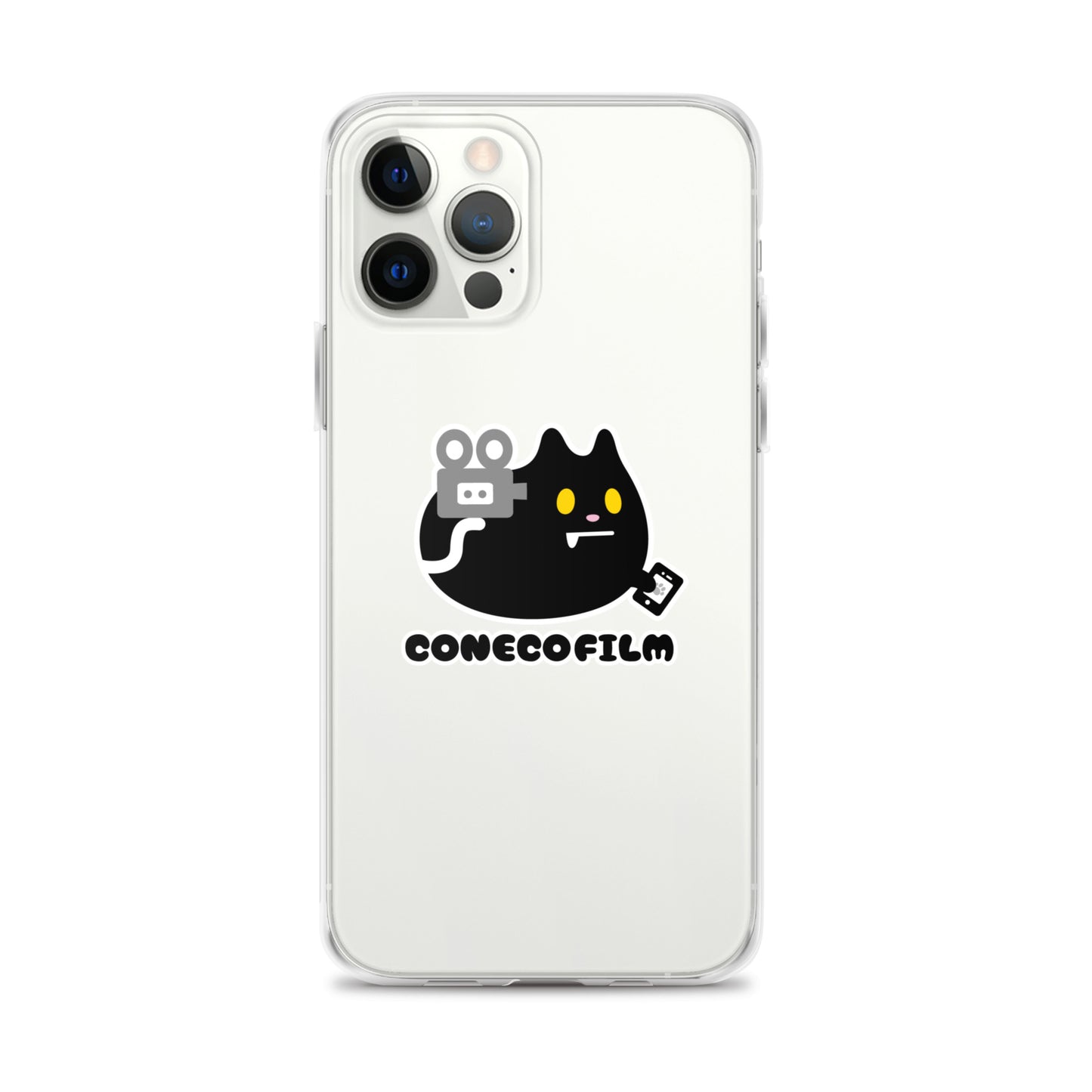 こねこフィルム旧ロゴステッカー付きiPhoneケース