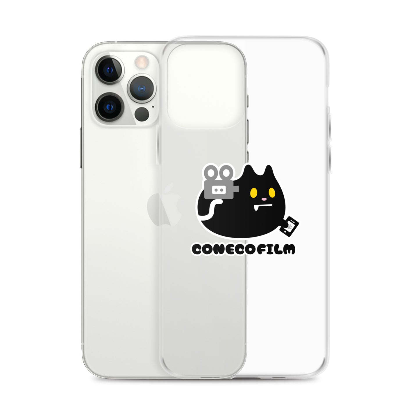 こねこフィルム旧ロゴステッカー付きiPhoneケース