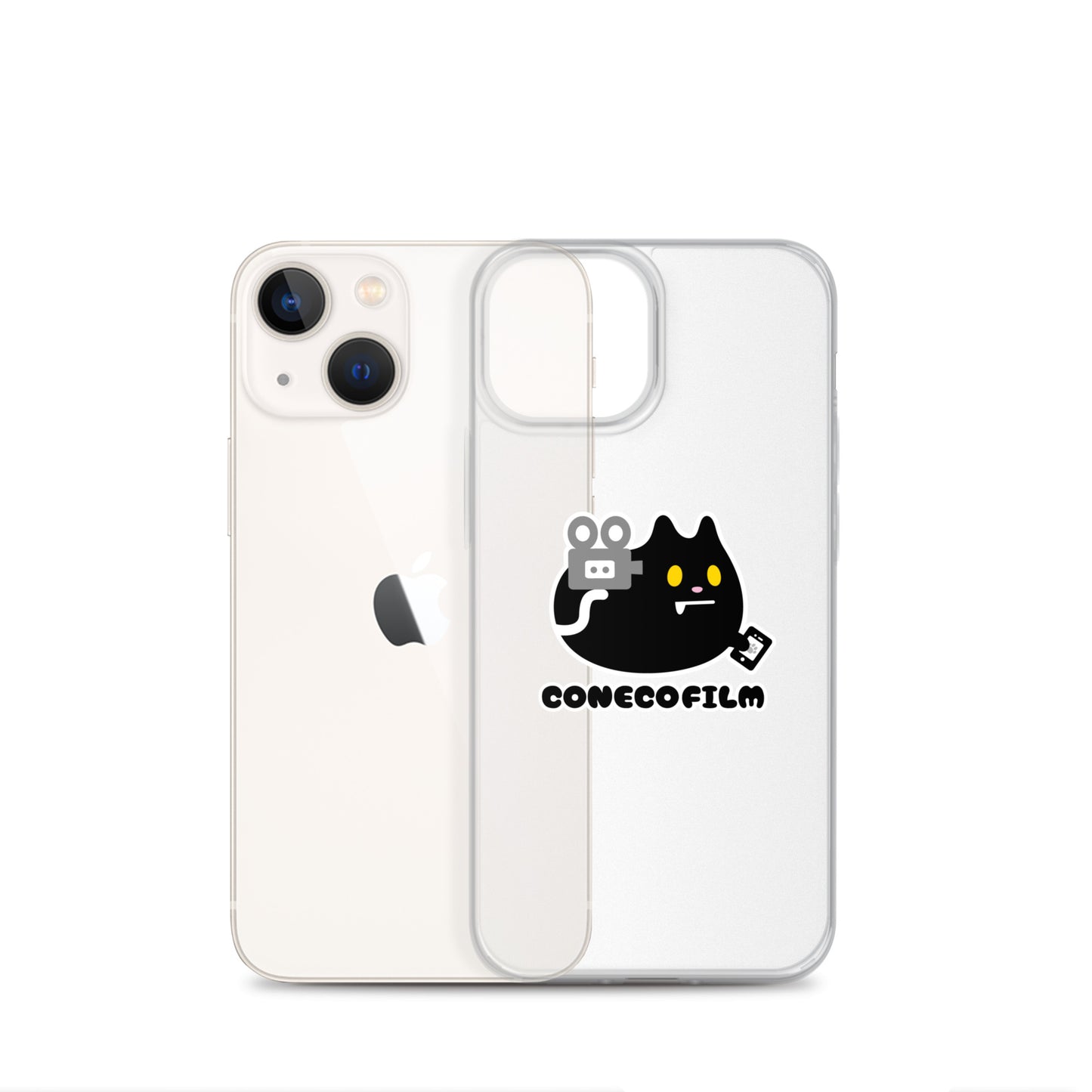 こねこフィルム旧ロゴステッカー付きiPhoneケース