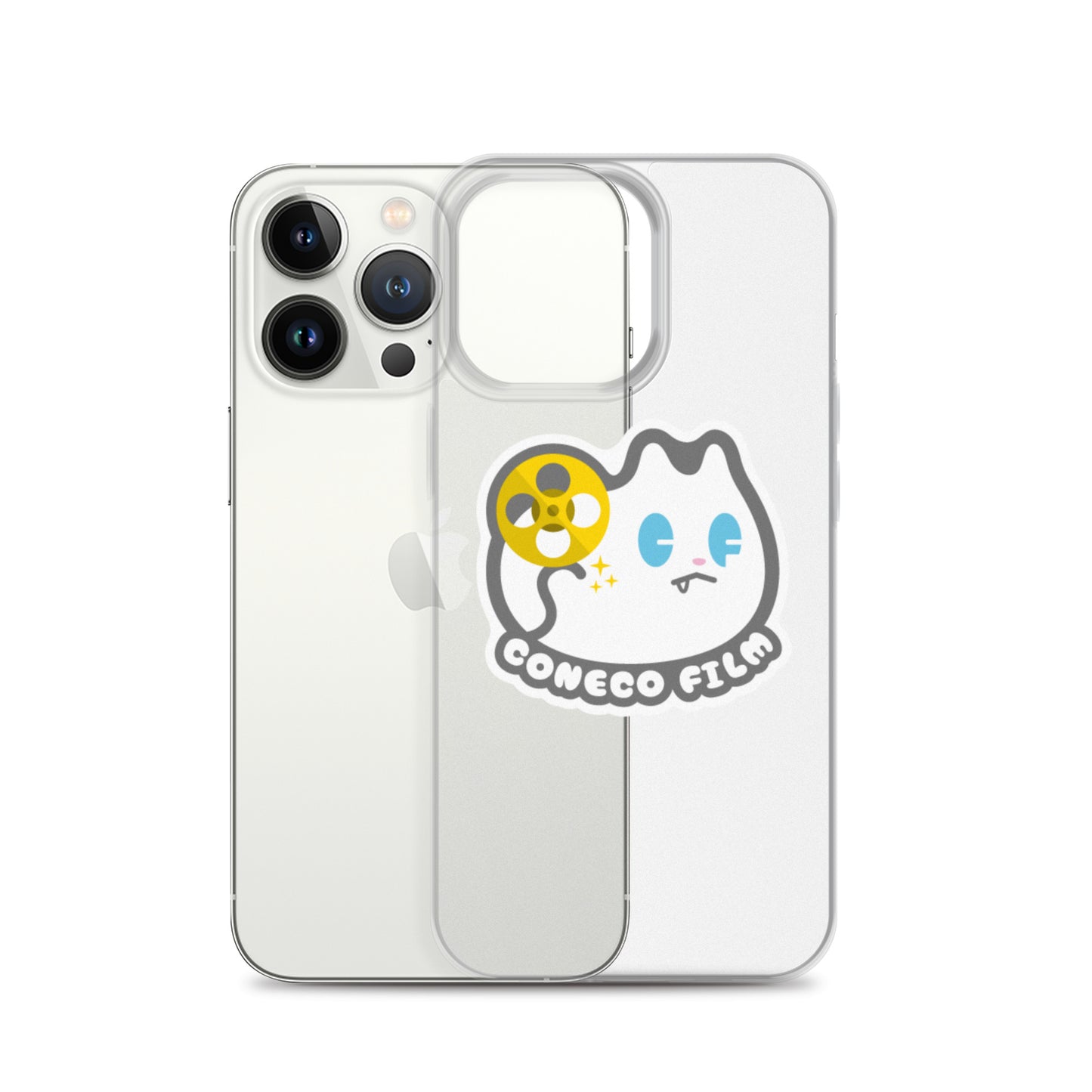 こねこフィルム新ロゴ(白猫)ステッカー付きiPhoneケース