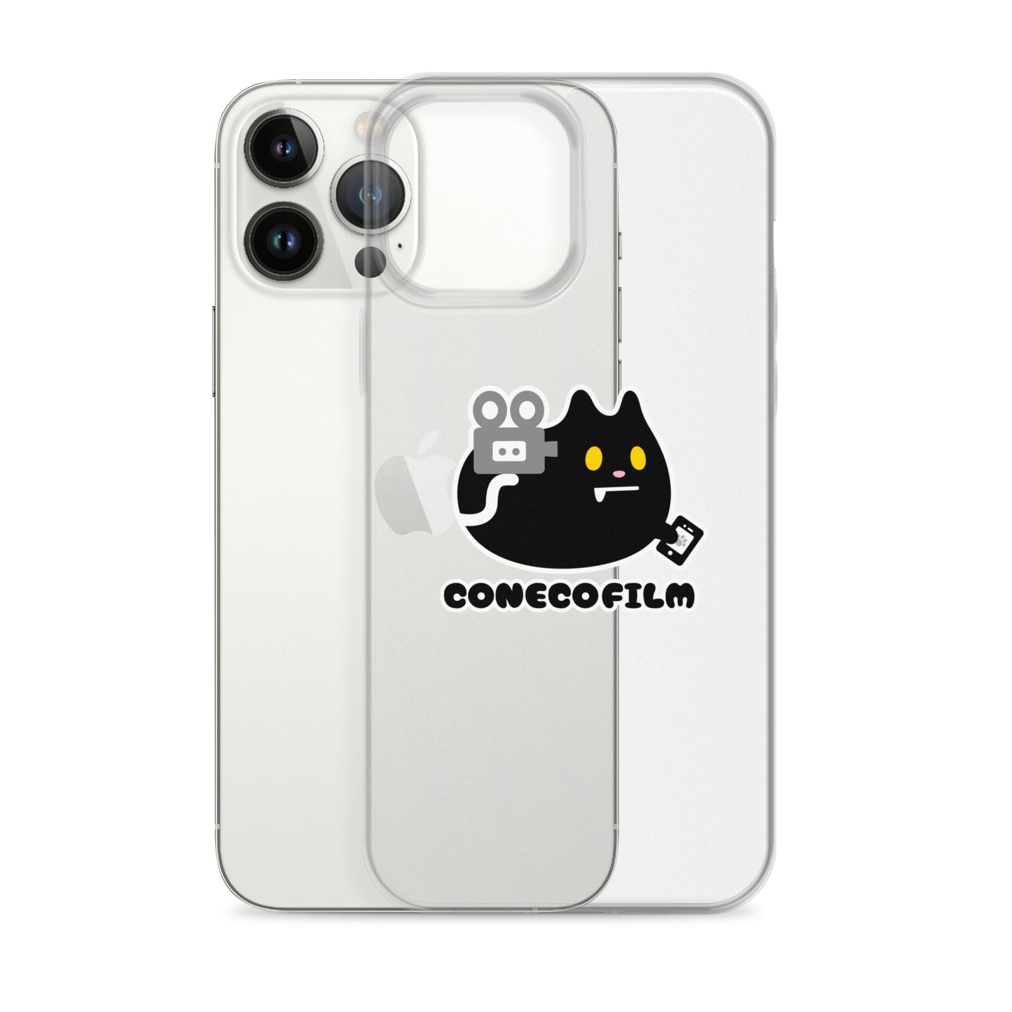 こねこフィルム旧ロゴステッカー付きiPhoneケース