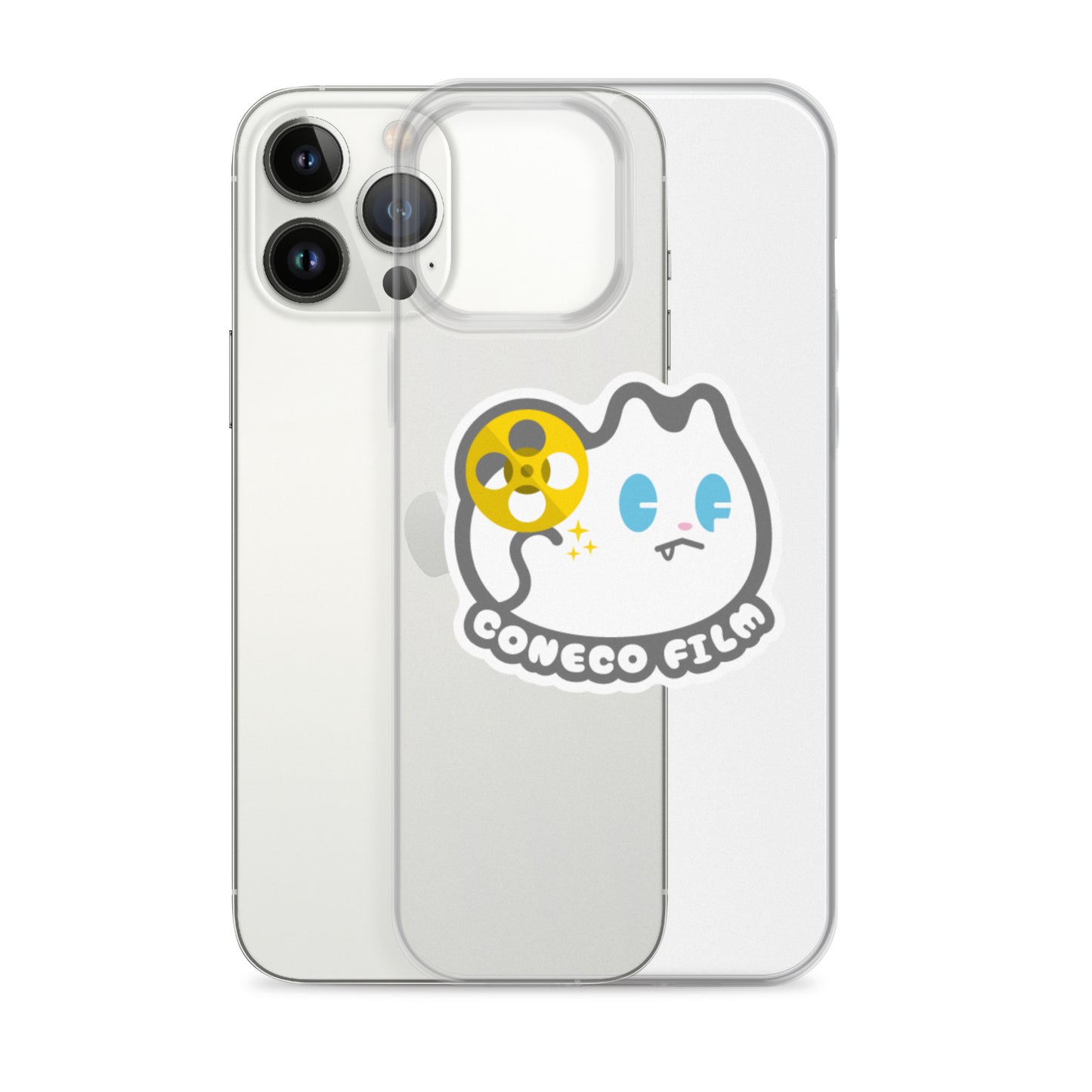 こねこフィルム新ロゴ(白猫)ステッカー付きiPhoneケース