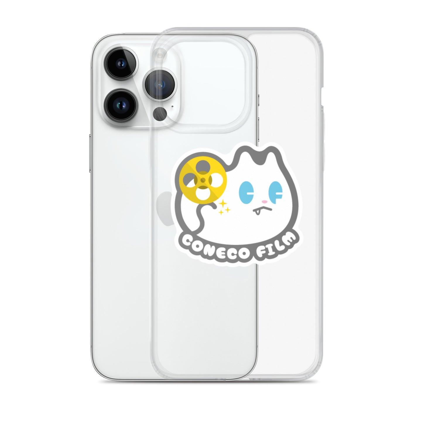 こねこフィルム新ロゴ(白猫)ステッカー付きiPhoneケース